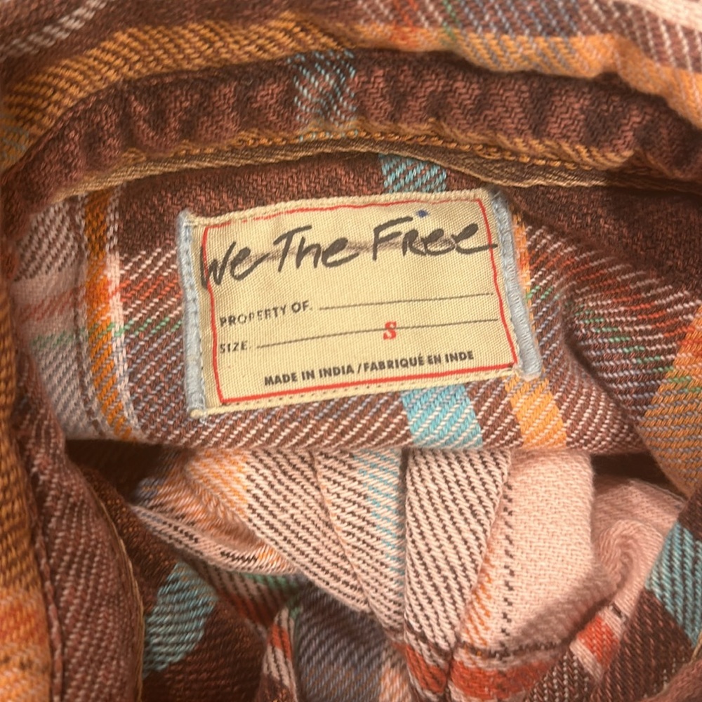 Free People Brown Plaid Short Sleeve Button-Down Shirt - Picture 4 of 4